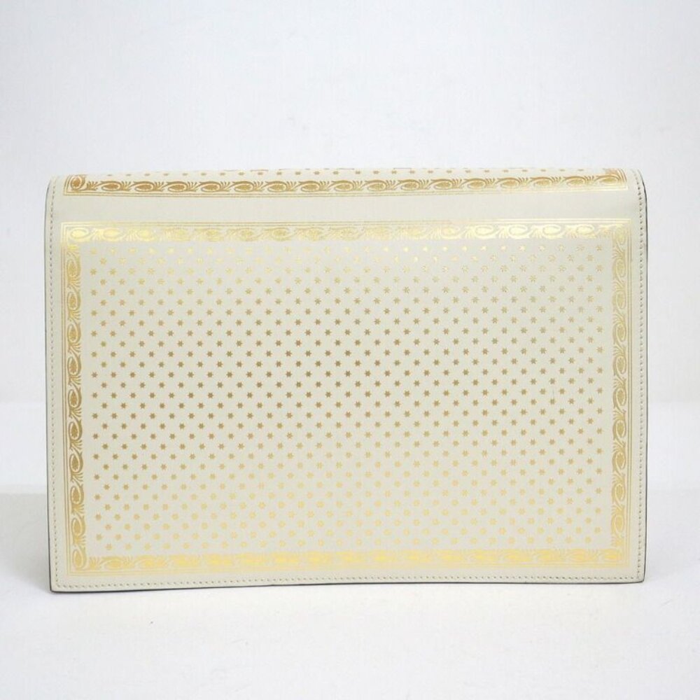 Gucci Clutch Logo Star Leather Silver White Gold - Picture 2 of 8